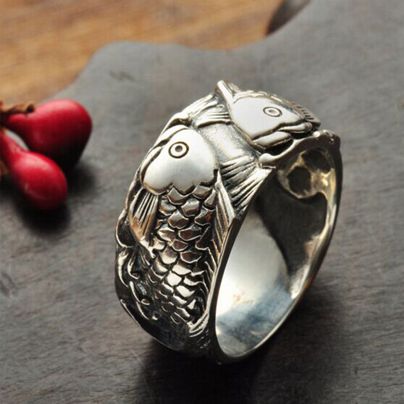 Man Index Finger Thumb Ring Pisces Carp Ring